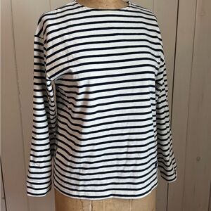 Nautical Navy Striped Long Sleeve Heavy Cotton Tee